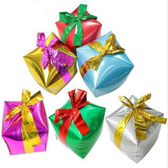14" 4D Silver Cube Shaped Mylar Foil Helium Air Balloons
