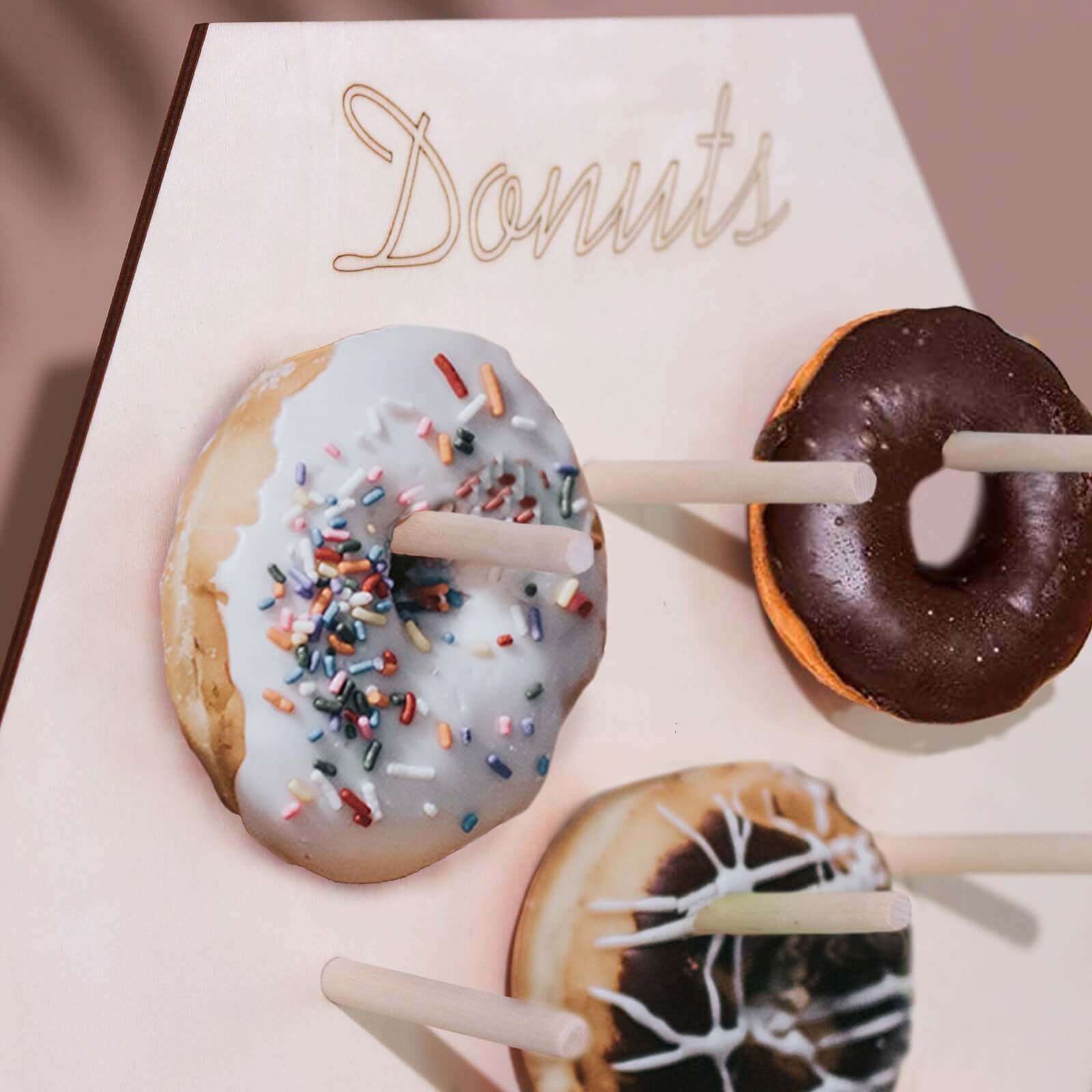 Wooden Hexagon Donut Wall Stand - Space Saving Detachable Rustic Chic Doughnut Pegboard Dessert Display Pretzel Bagel Holder 13"