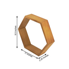 2 Pack 9" Tall Hexagon Rustic Wood Centerpiece Natural Geometric Terrarium Honeycomb Storage Shelf