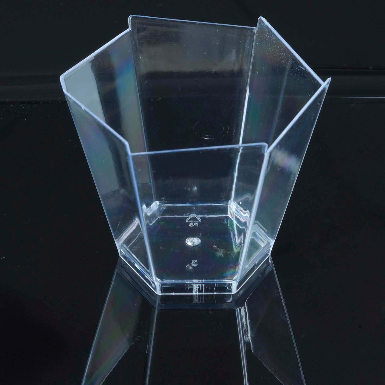 12-Pack Plastic Dessert Cups Clear Wavy Hexagon - Lightweight Disposable Cups for Treats 3oz