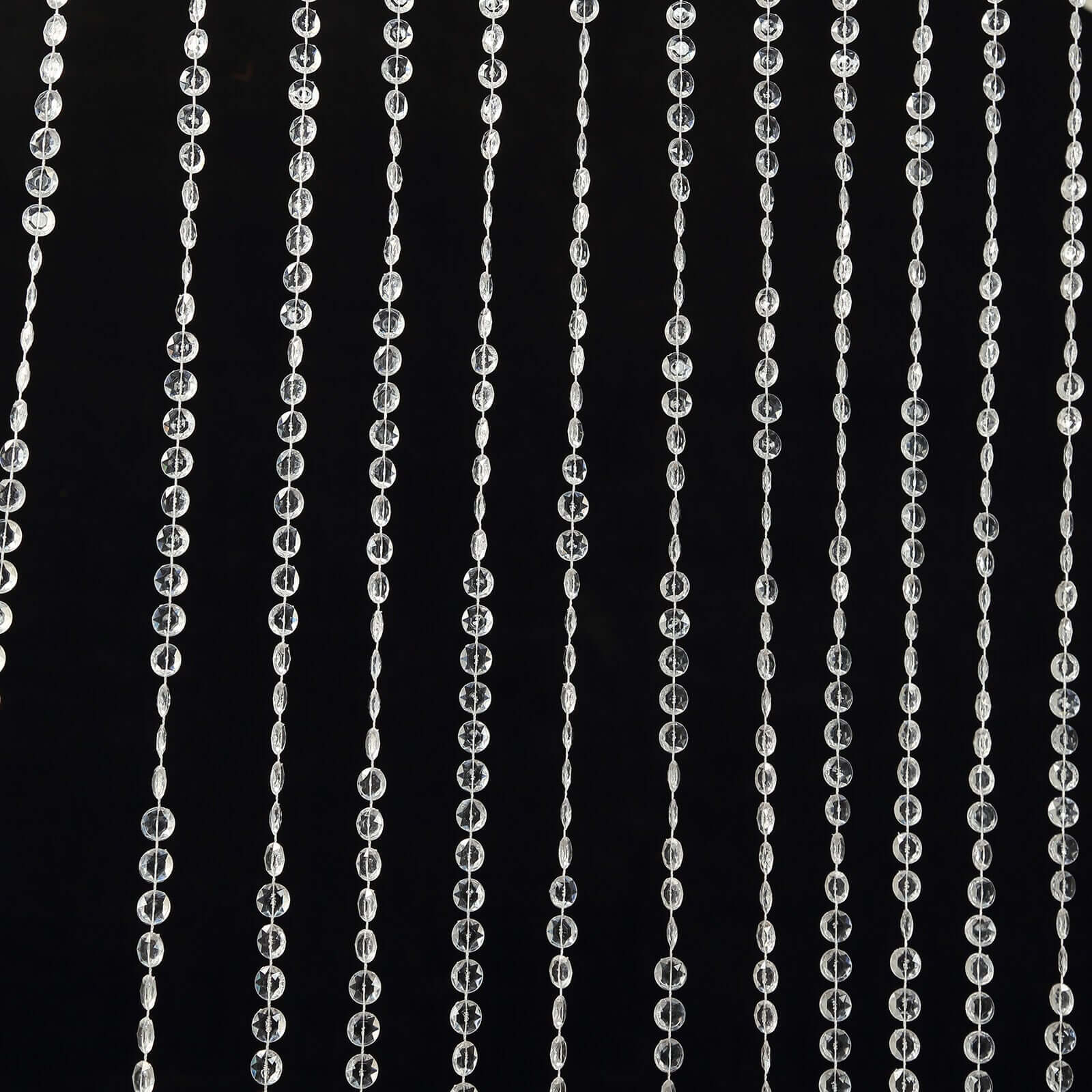 Acrylic Crystal Beaded Curtain with Fabric Rod Pocket, 43 Strands Room Divider Clear Diamond Cut Beads Doorway String Curtain - 5ftx10ft
