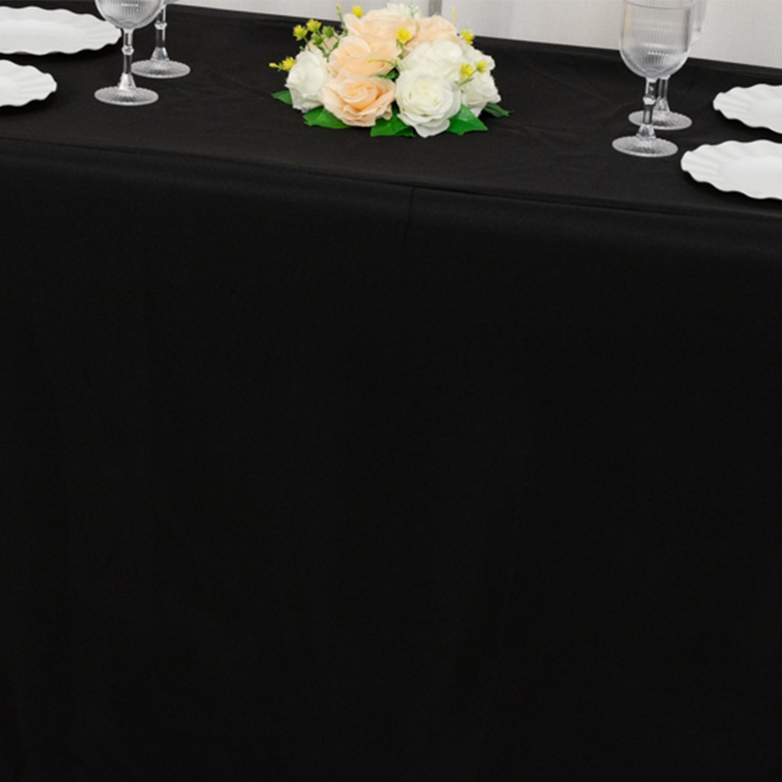 Fitted Polyester 72"x24"x30" Rectangle Tablecloth Black - Perfect Fit for Special Size Tables