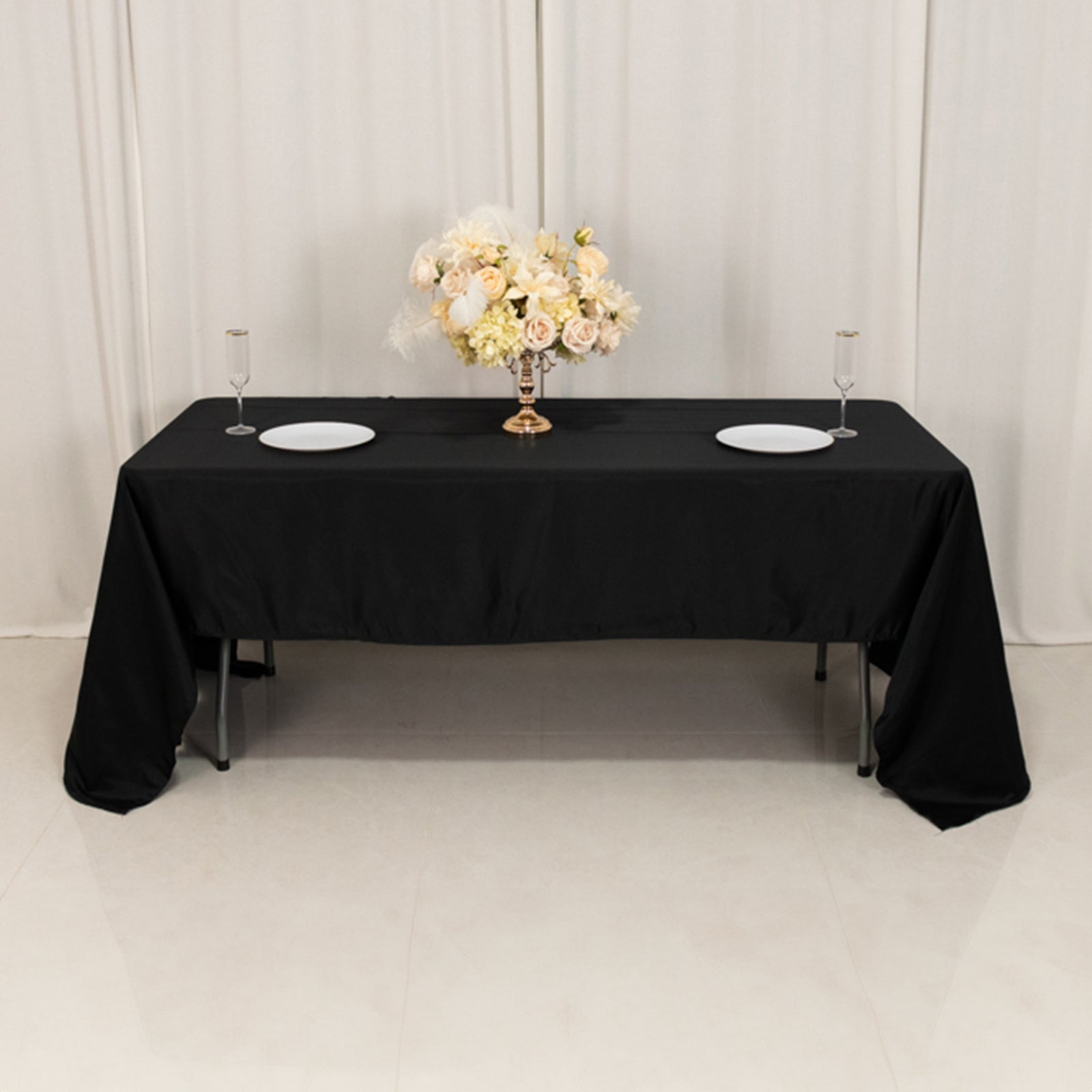 Lamour Satin 60"x126" Rectangle Tablecloth Black - Soft & Silk-Like Table Cover for Upscale Dining