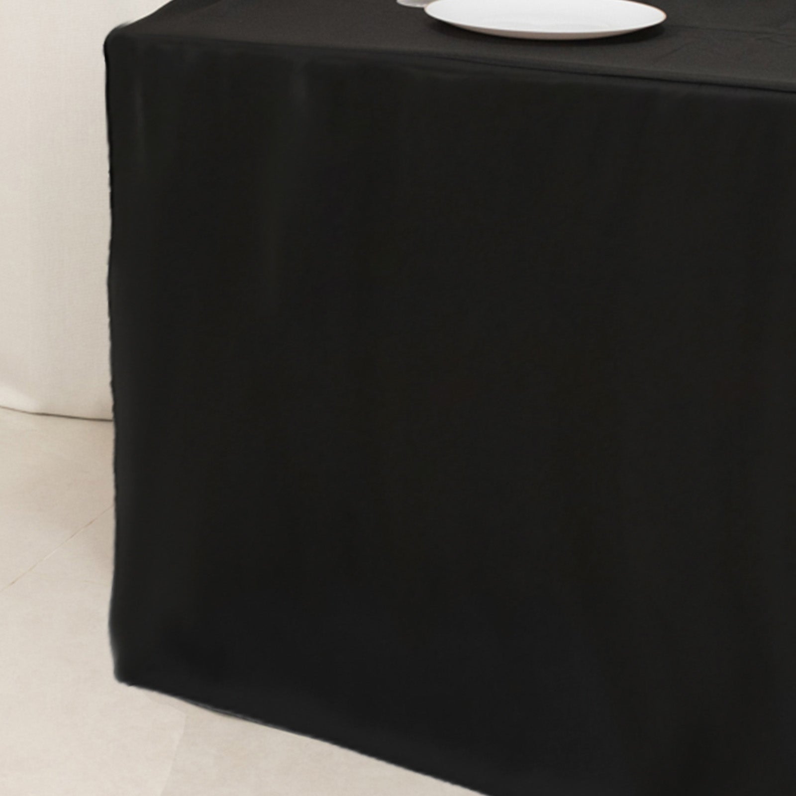 Fitted Polyester 72"x24"x42" Rectangle Tablecloth Black - Secure Fit for Elevated Tables
