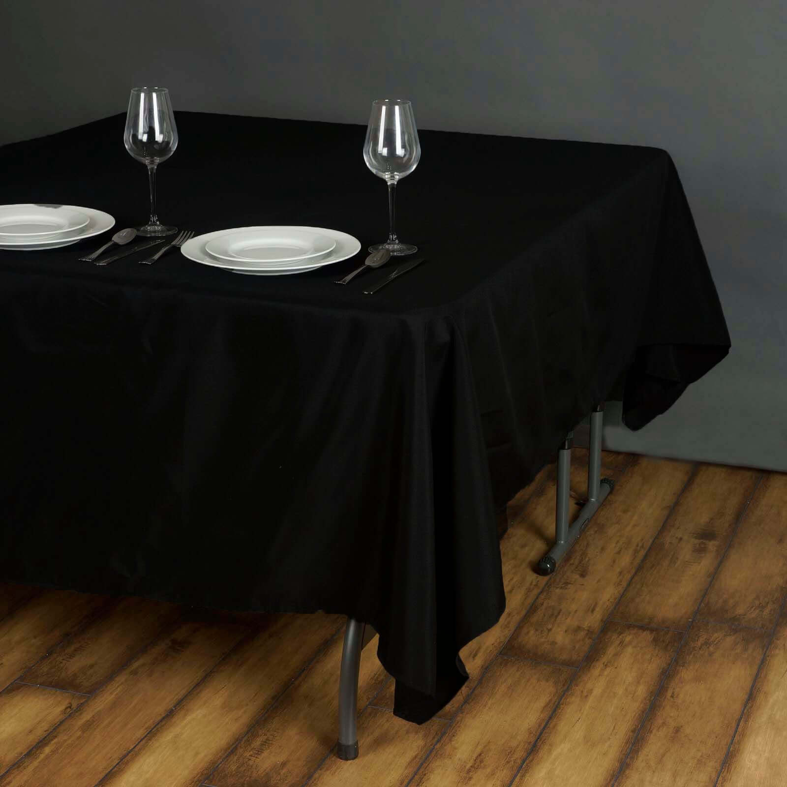 Polyester Square 70"x70" Tablecloth Black - Wrinkle-Resistant & Durable Table Cover for Events