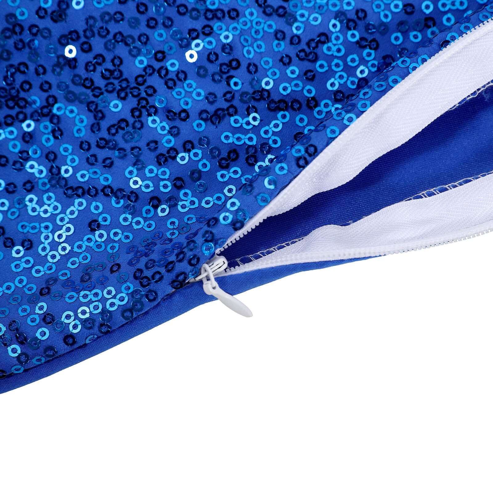 2 Pack 18"x18" Sequin Throw Pillow Cover, Decorative Cushion Case - Square Royal Blue Sequin