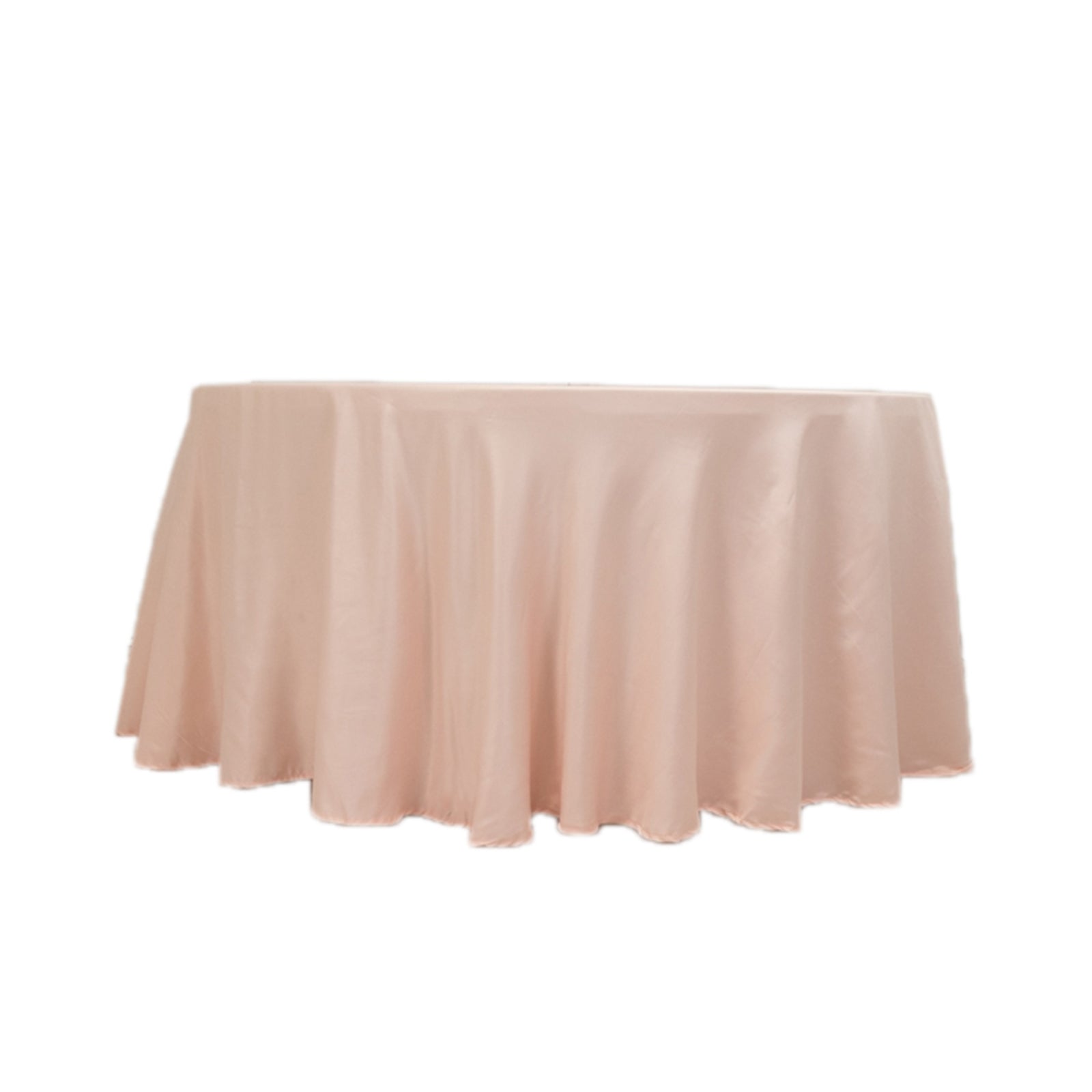 Lamour Satin 120" Round Tablecloth Blush - Seamless Table Cover with Soft Tempered Sheen