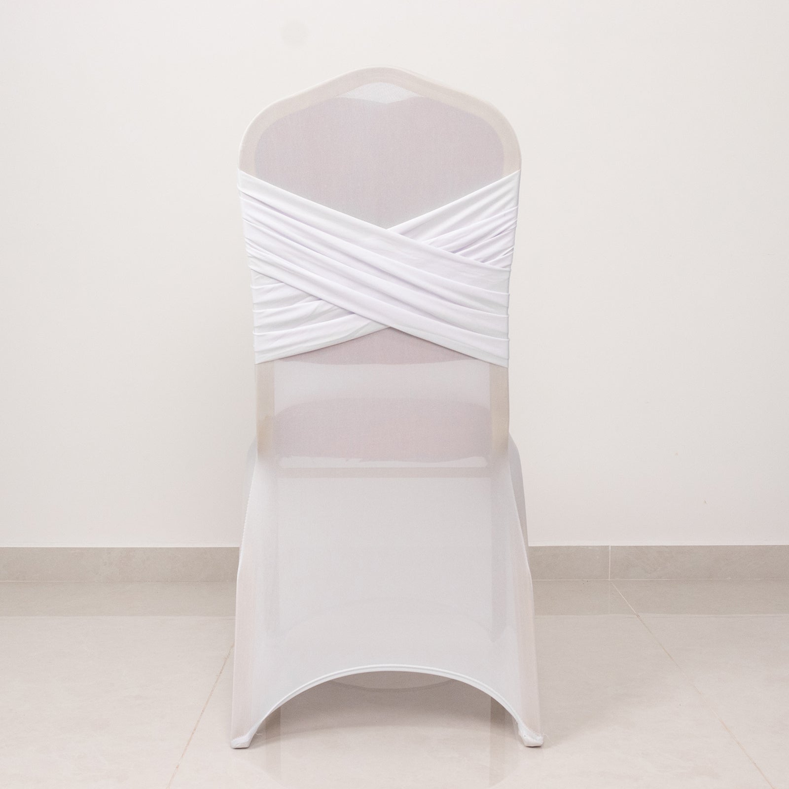 Spandex Chair Cover Madrid Style for Banquet Chairs White - Stylish Stretch 180GSM Fitted Slipcover for Weddings
