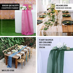 Premium Chiffon 6ft Table Runner White - Chic Flowy & Lightweight Table Decor