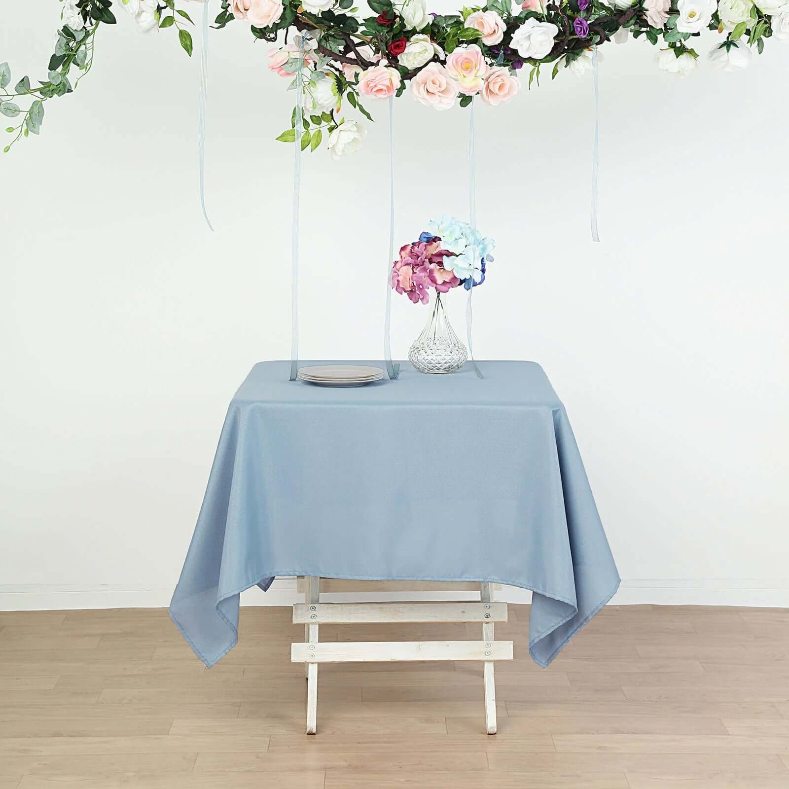Polyester Square 70"x70" Tablecloth Dusty Blue - Wrinkle-Resistant & Durable Table Cover