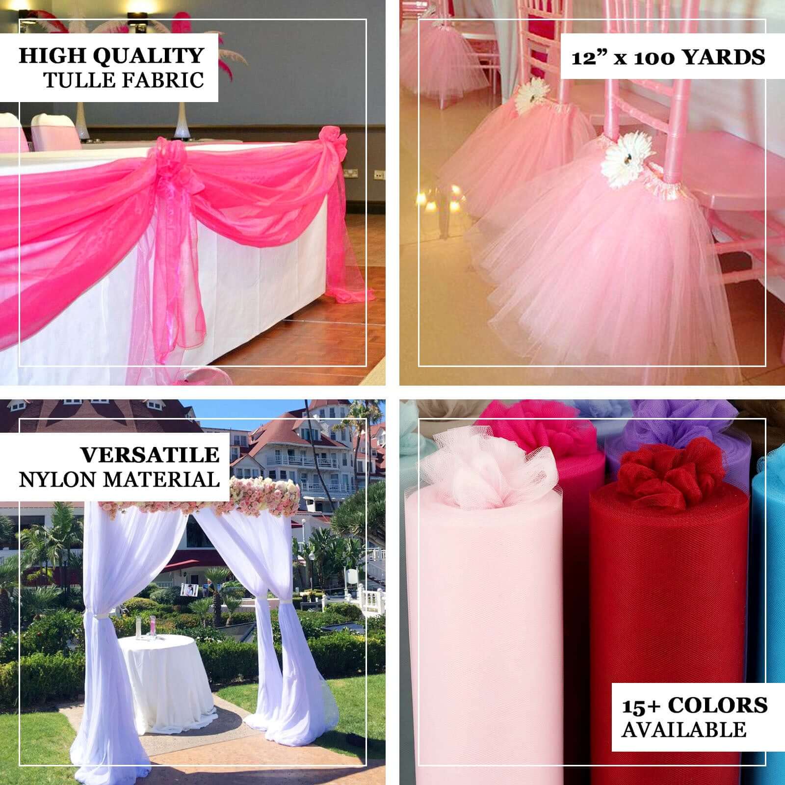 12"x100 Yards Dusty Rose Tulle Fabric Bolt, Sheer Fabric Spool Roll For Crafts