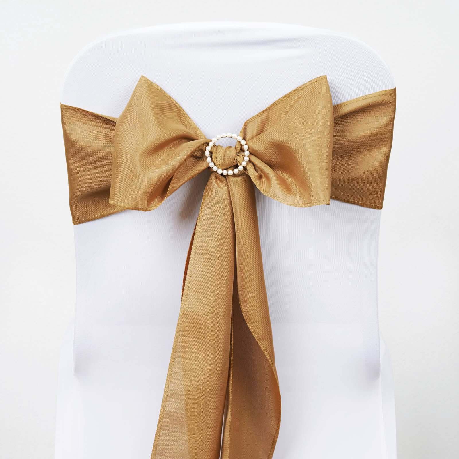 5 Pack Polyester Chair Sashes Gold - Subtle Elegance for Special Occasions 6"x108"