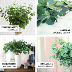 2 Bushes 19" Light Green Artificial Eucalyptus Branch Bouquet Plants