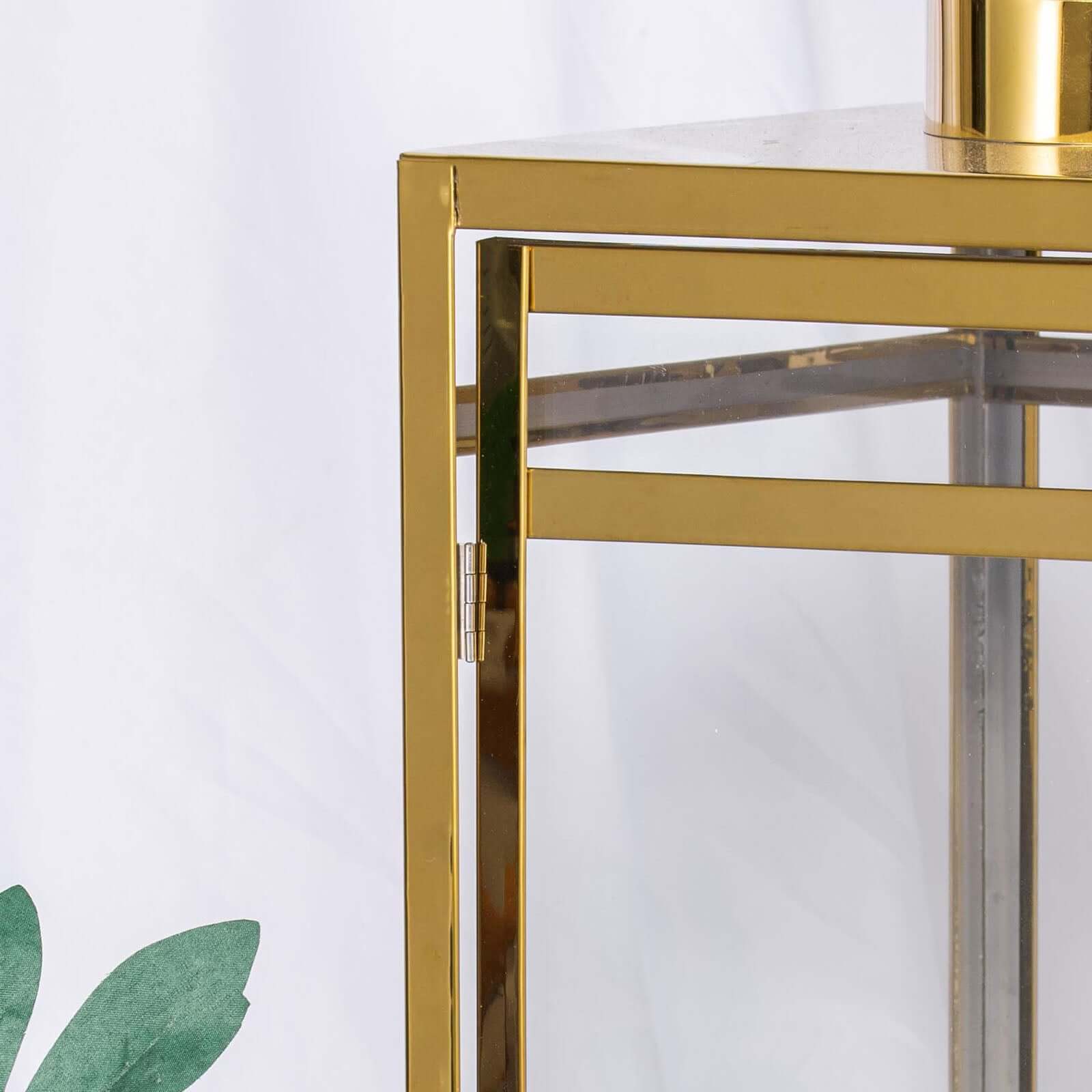 Stainless Steel Candle Lantern Vintage Top Design Gold - Outdoor Metal Patio Lantern Centerpiece 22"