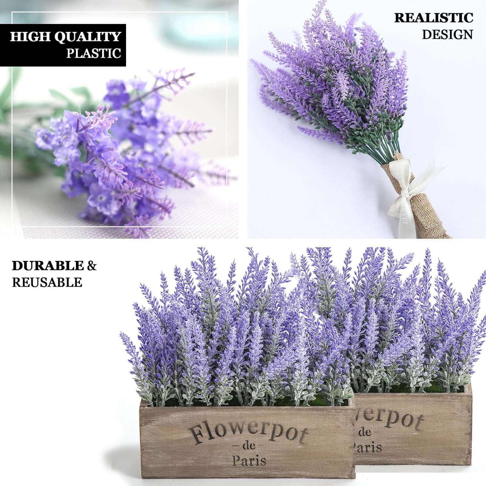 4 Bushes 14" Artificial Lavender Lilac Flower Plant Stems Greenery Bouquet