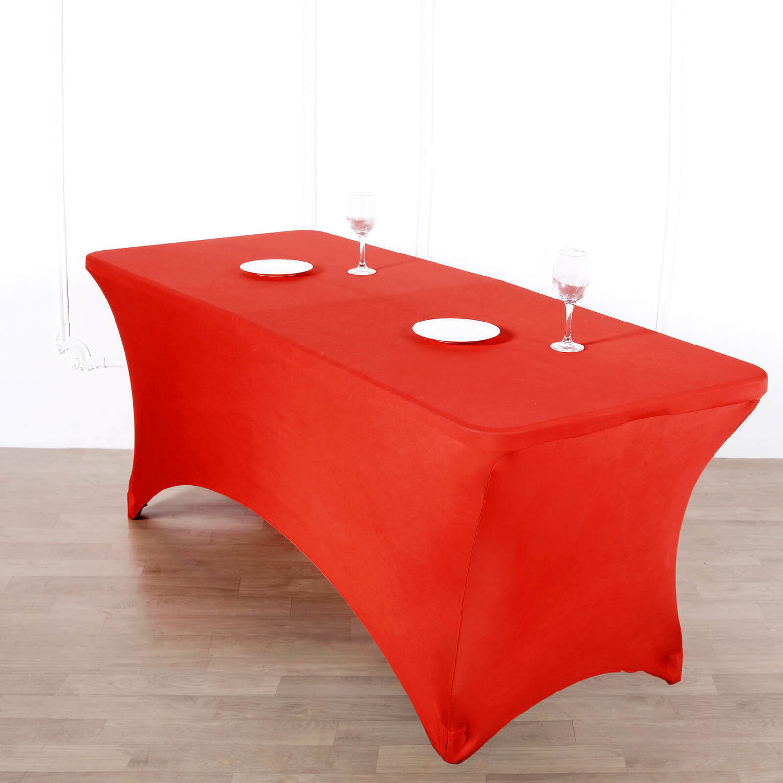 Stretch Spandex 96"x30" Rectangle Table Cover Red - Durable Form-Fitting Tablecloth