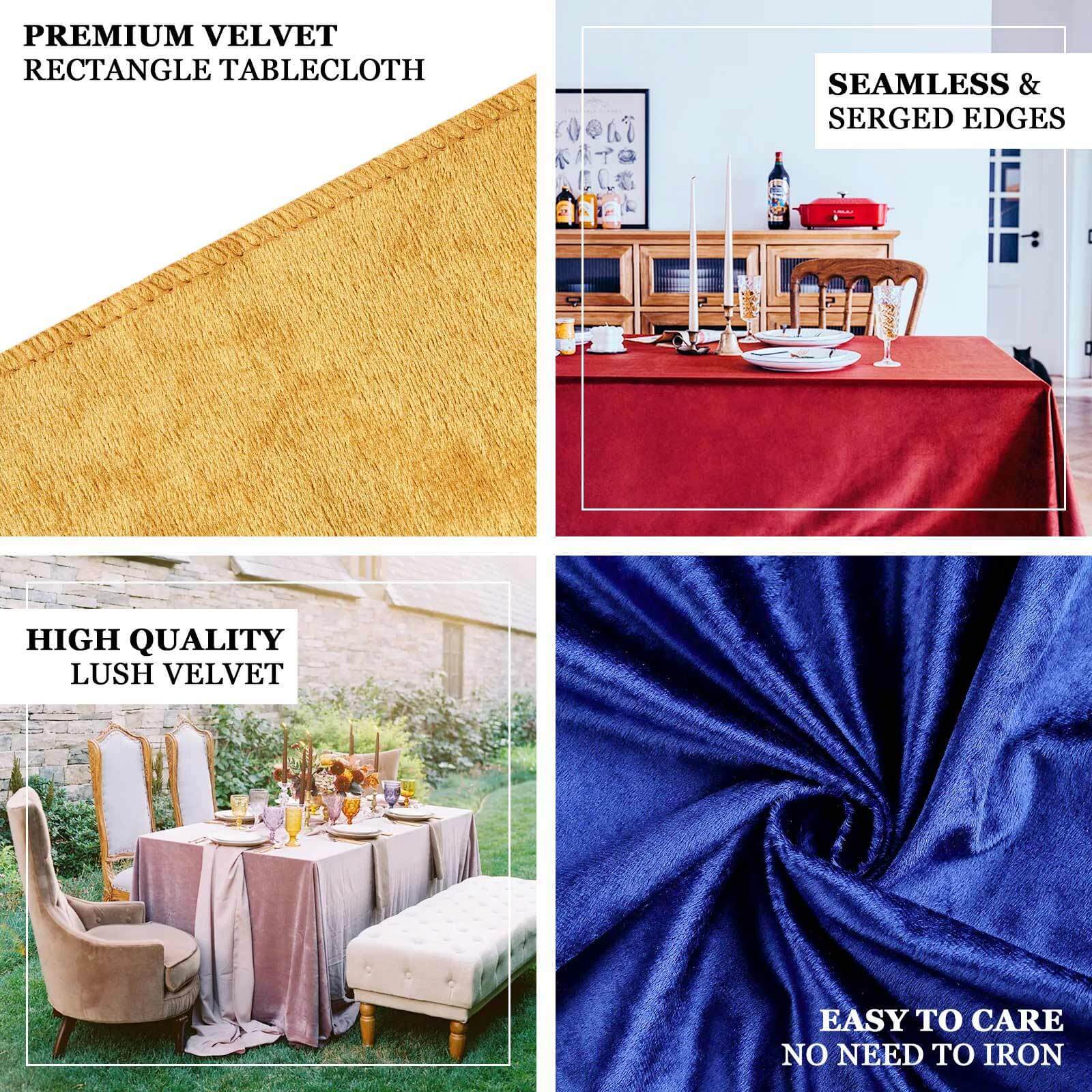 Premium Crushed Velvet 90"x132" Rectangle Tablecloth Sage Green - Reusable Soft & Seamless Table Cover