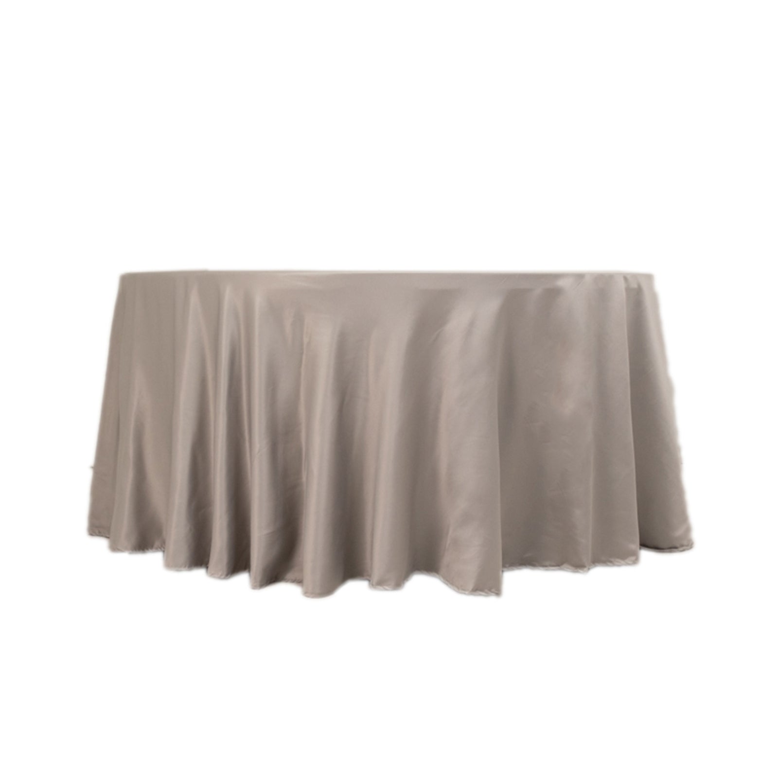 Lamour Satin 120" Round Tablecloth Silver - Seamless Table Cover with Soft Tempered Sheen