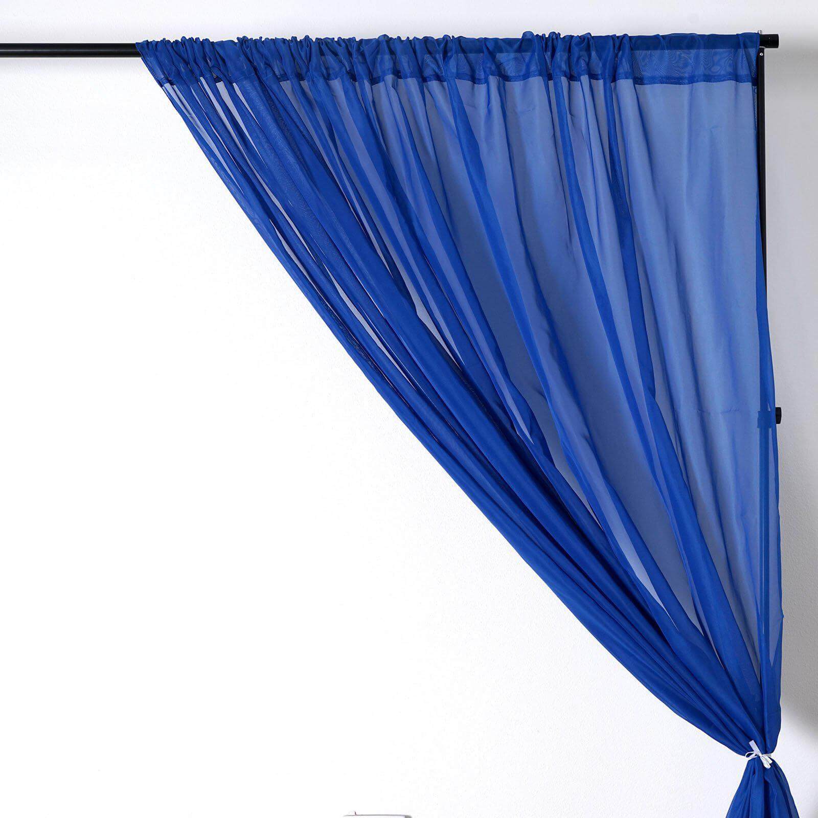 2 Pack Royal Blue Sheer Chiffon Event Curtain Drapes, Durable Flame Resistant Premium Organza Backdrop Event Panels With Rod Pockets - 10ftx10ft