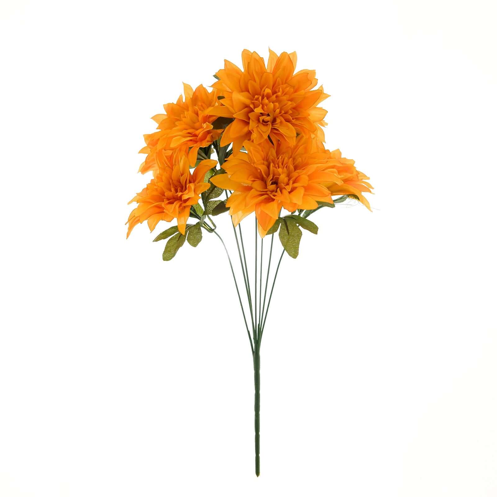 2 Bouquets 20" Orange Artificial Silk Dahlia Flower Spray Bushes