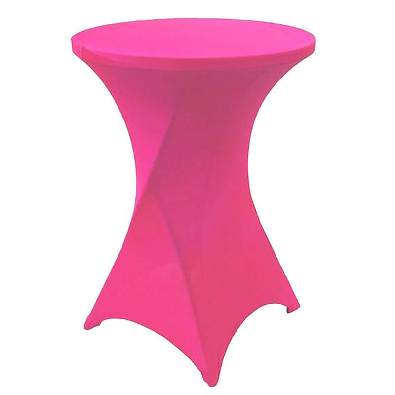 Spandex 24"-32" Round Cocktail Table Cover Fuchsia - Easy to Maintain Stretch Fitted Highboy Tablecloth