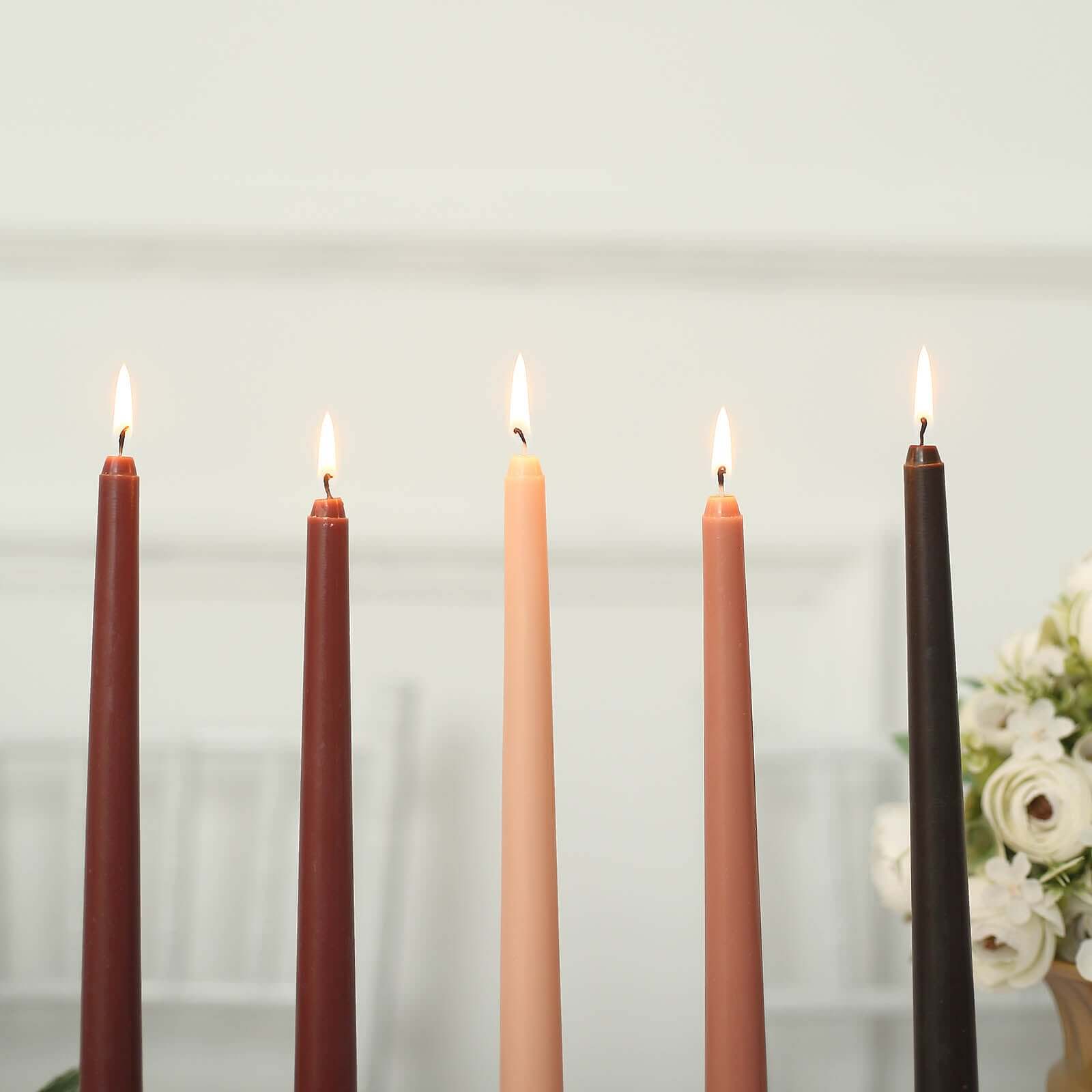 12-Pack Taper Candles Premium Wax Design Mixed Natural - Unscented Candles for Sophisticated Decor 10"