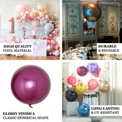 2 Pack 30" Big Shiny Red Reusable UV Protected Sphere Vinyl Balloons