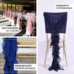 Chiffon Chair Sash with Curly Design White - Stylish Event Decor for Weddings & Gatherings