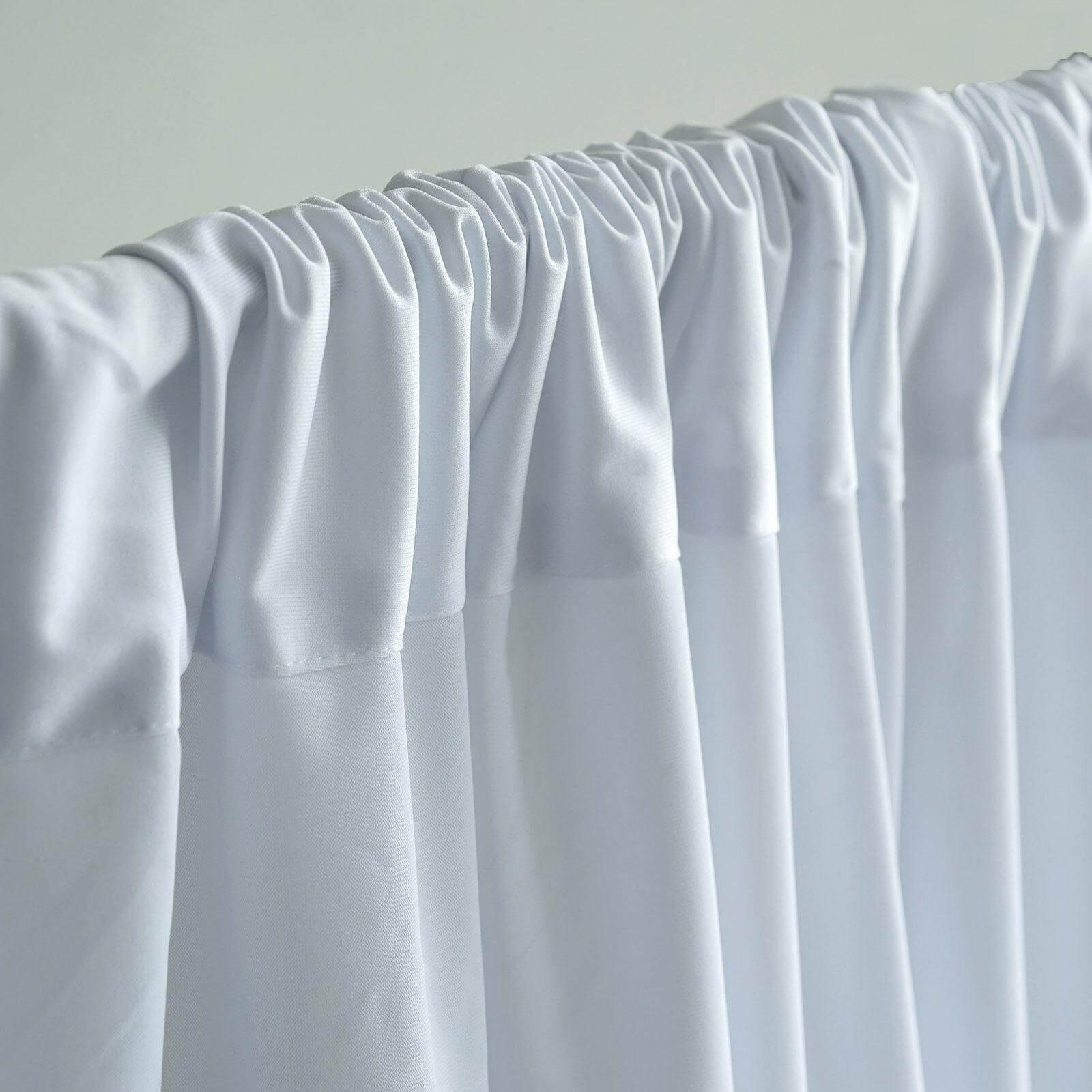 2 Pack White Scuba Polyester Event Curtain Drapes, Durable Flame Resistant Backdrop Event Panels Wrinkle Free with Rod Pockets - 10ftx10ft