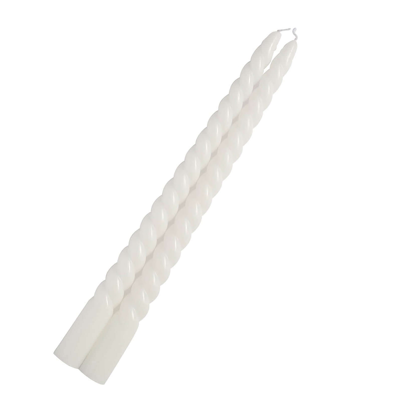 12-Pack Taper Candles Spiral Long Burn Wick Design White - Premium Unscented Wax Dinner Candle Sticks 11"