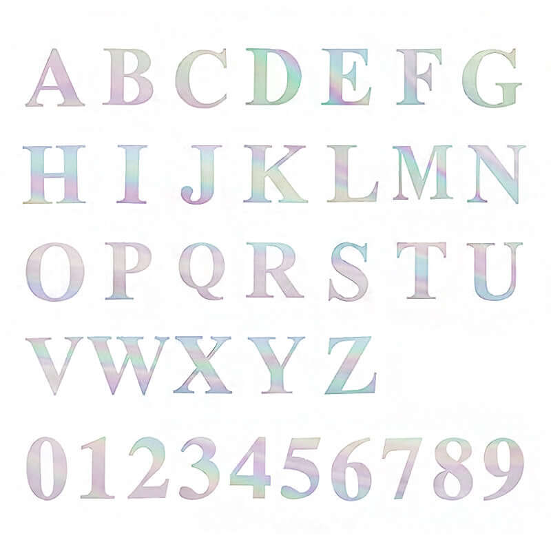 4 Pack 5" Iridescent Alphabet Symbol "&" Sticker Banners, Customizable Stick On Letters