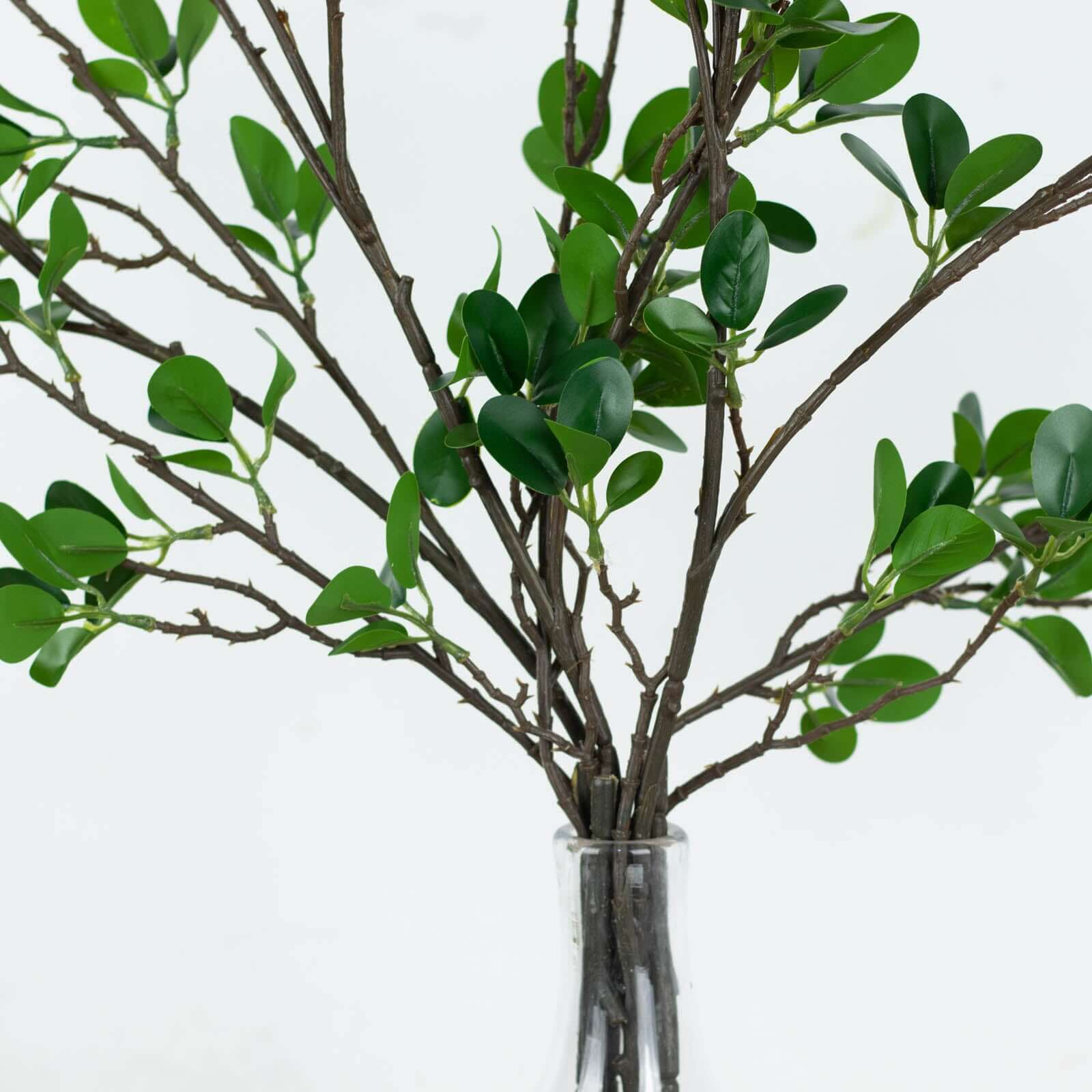 3 Pack 43" Artificial Green Petal Branches Leaf Spray, Faux Leaf Branches