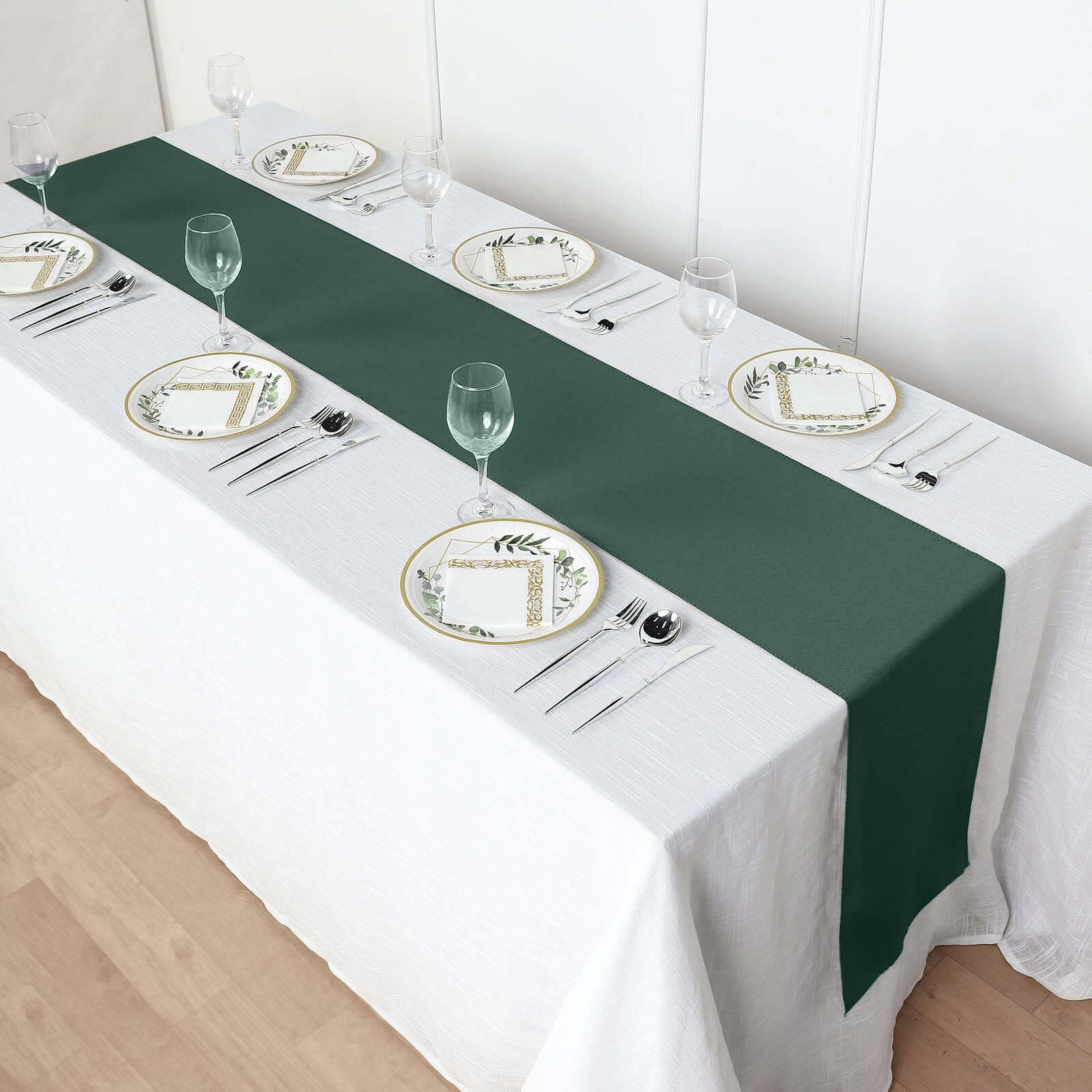 Polyester 12"x108" Table Runner Hunter Emerald Green - Durable & Wrinkle-Resistant Table Decor