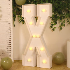 Giant LED Marquee Light Up Letter "X", White 4ft Pre-Cut Foam Board with 10 Warm White Battery Operated LEDs, Glue Gun and Sticks