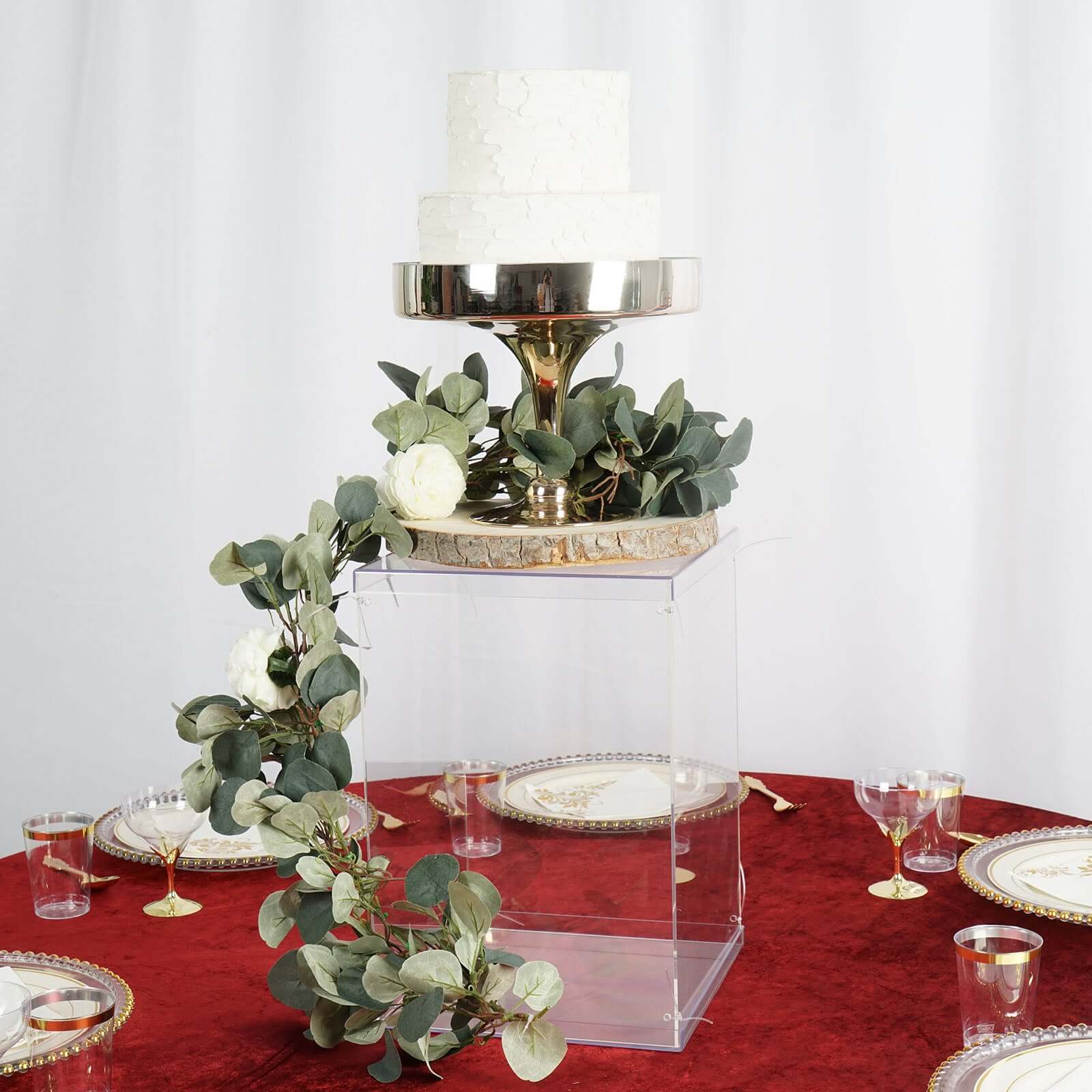 Acrylic Pedestal Riser Display Box Transparent Clear - Functional Centerpiece for Weddings and Parties 16"