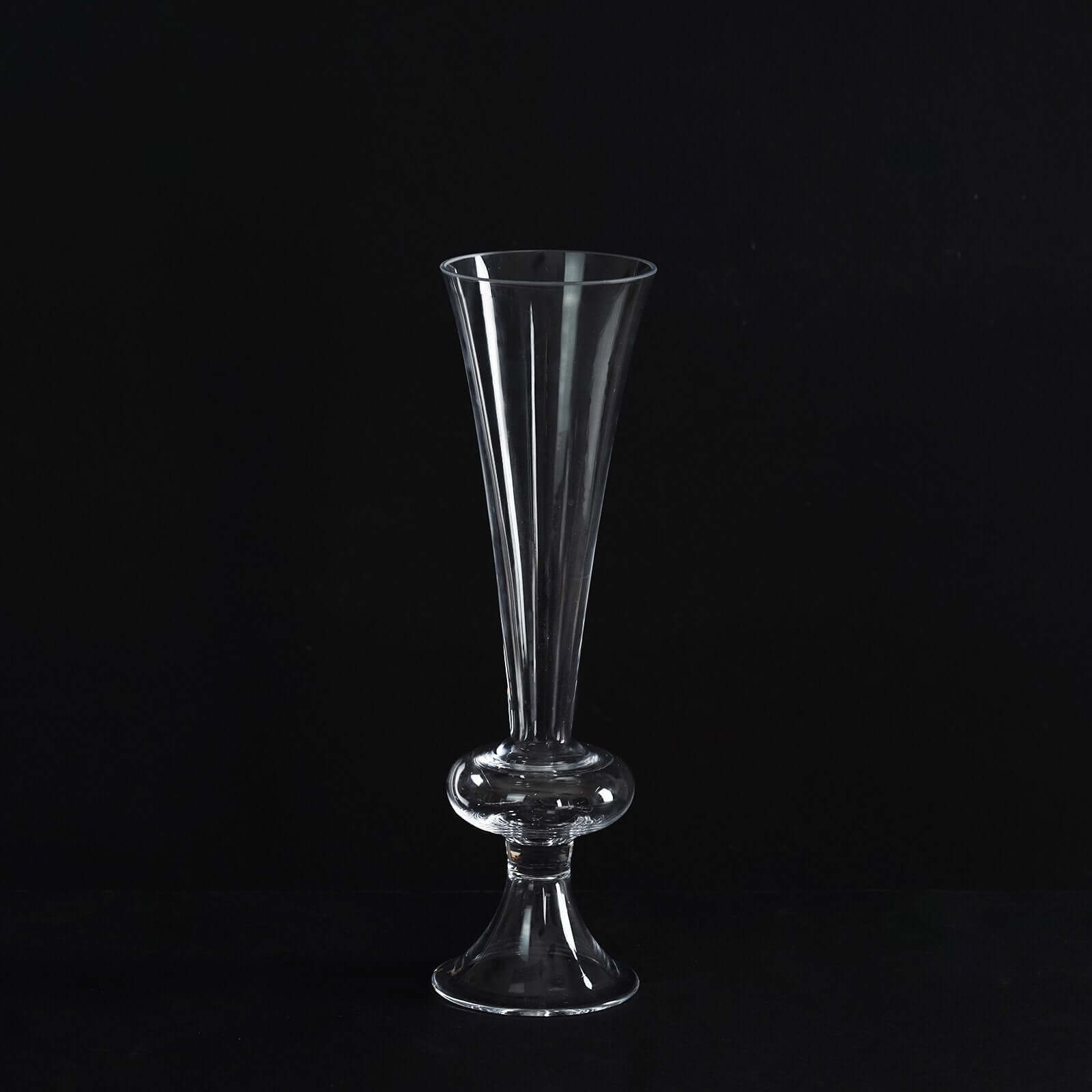 4-Pack Glass Trumpet Vases Reversible Crystal Ball Design Clear - Decorative Flower Table Centerpieces 11"