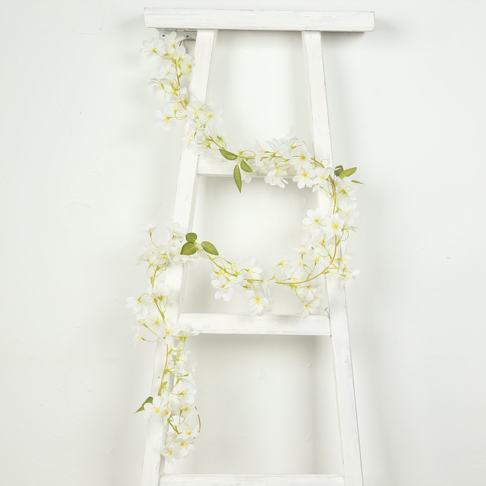 2-Pack Garland String Lights Jasmine Silk Flower Design White Warm White - Battery Operated Hanging Décor 6ft