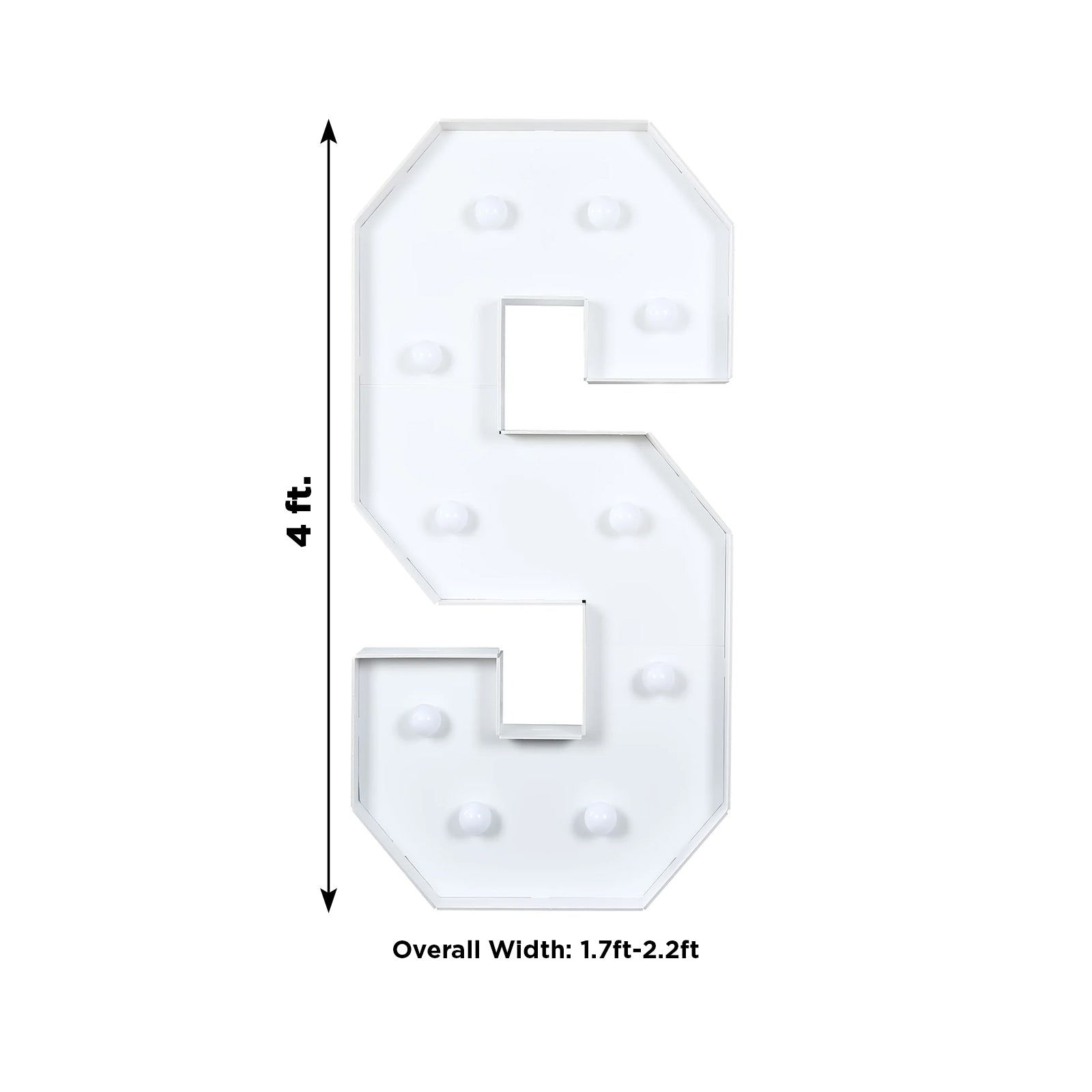 Giant LED Marquee Light Up Letter "S", White 4ft Pre-Cut Foam Board with 10 Warm White Battery Operated LEDs, Glue Gun and Sticks
