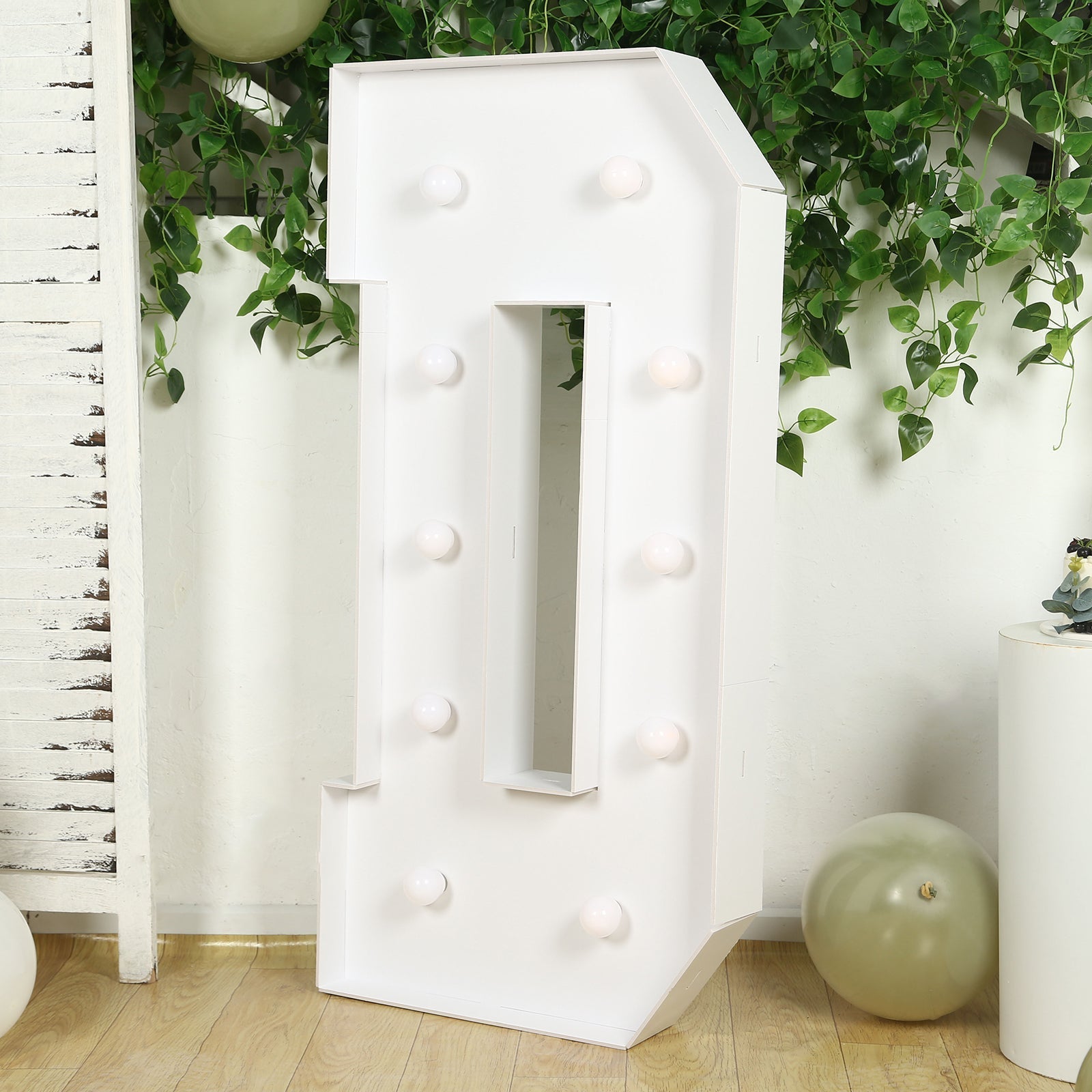 Giant LED Marquee Light Up Letter "D", White 4ft Pre-Cut Foam Board with 10 Warm White Battery Operated LEDs, Glue Gun and Sticks