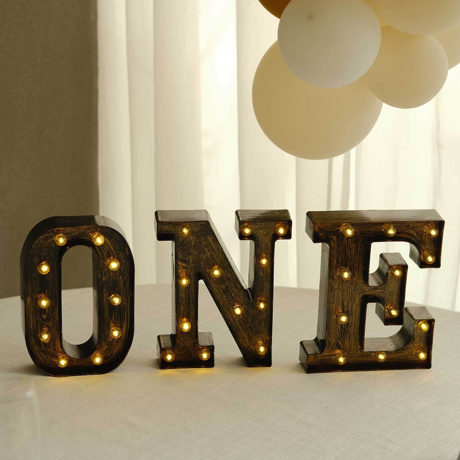 LED Marquee Letter "N" Industrial Style Antique Black - Light-Up Alphabet Sign for Weddings & Displays 9"