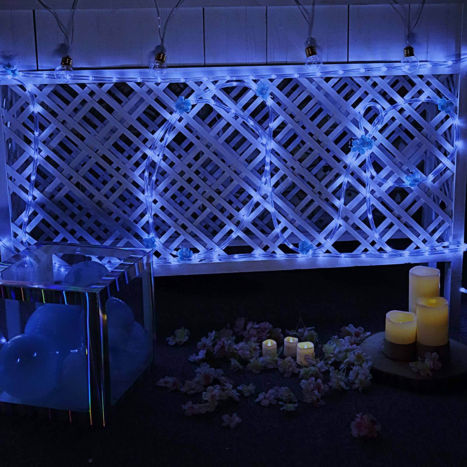33ft Light Blue Waterproof Outdoor LED Rope Light, 120V With 250 Bright LEDs