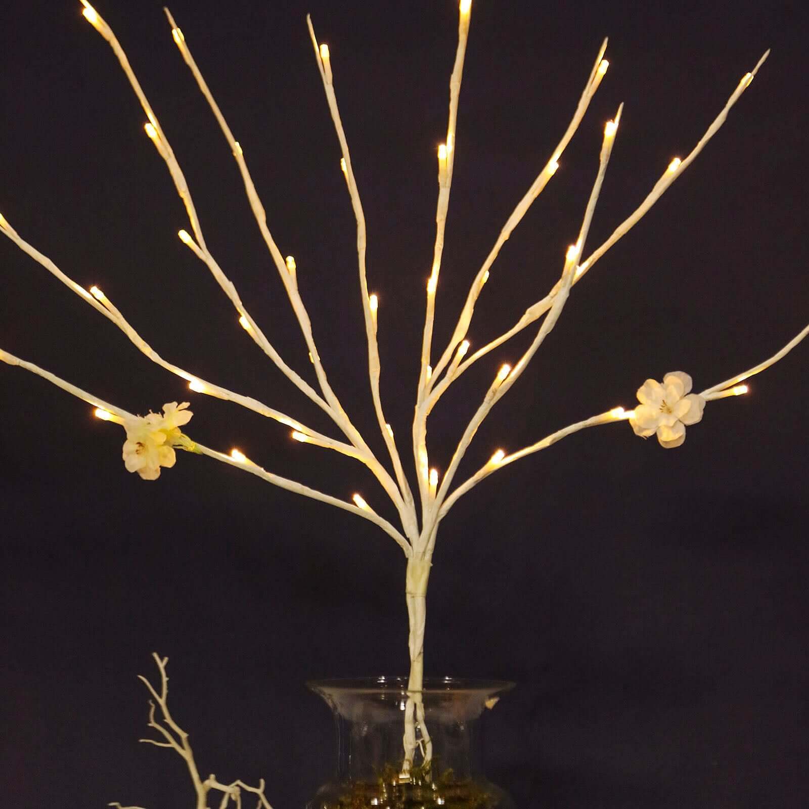 3-Pack LED Lighted Branches Artificial White - Warm White Tree Twig Lights with 60 Bright LED Bulbs 28.5"