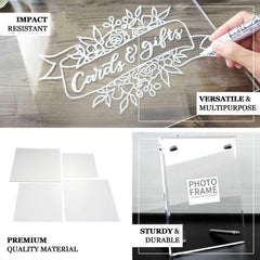 Set of 4 Acrylic Plexiglass Sheets Square Top Plates Assorted Sizes Clear - Protective Film Coating 3mm Thick