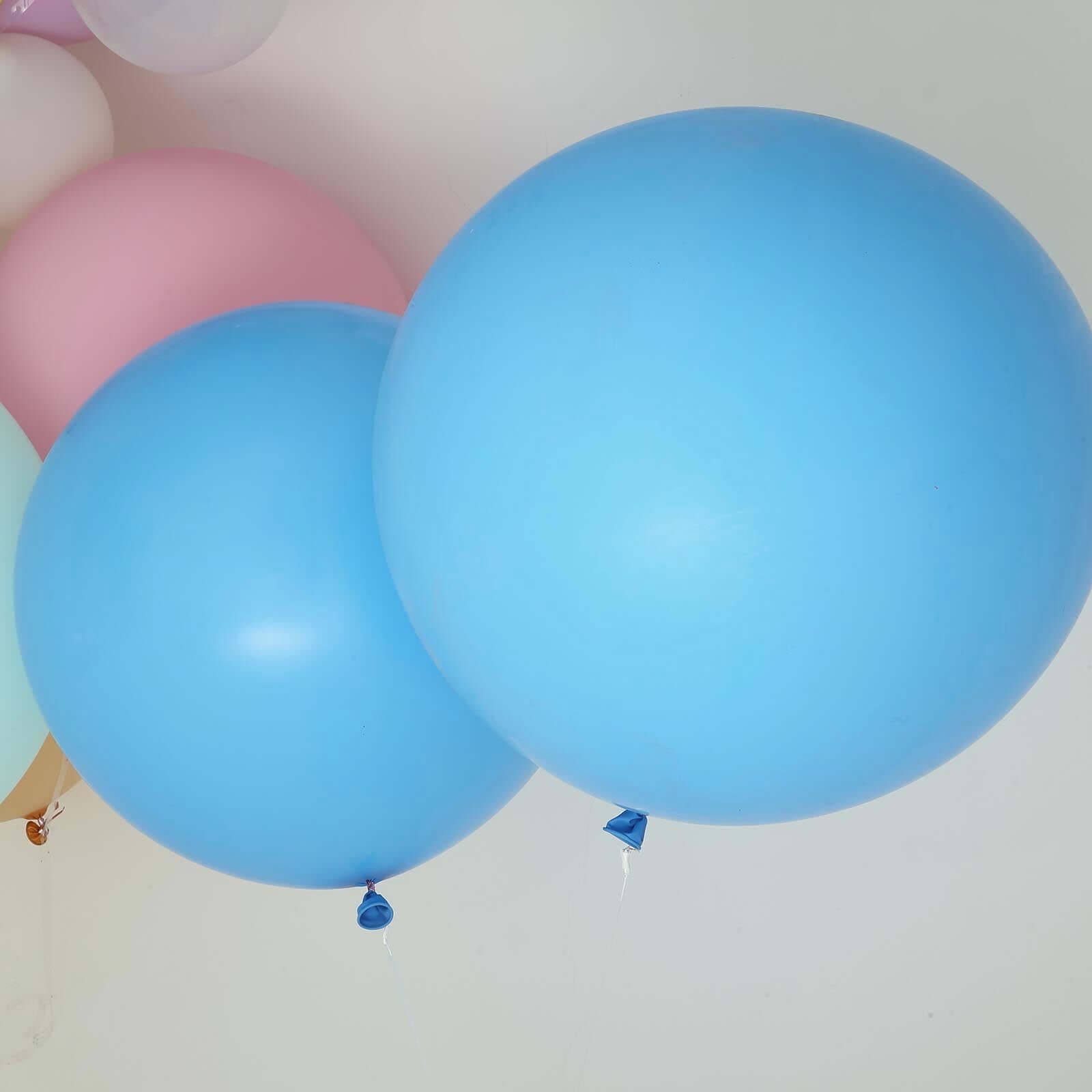 2 Pack 32" Large Matte Pastel Light Blue Helium Air Premium Latex Balloons