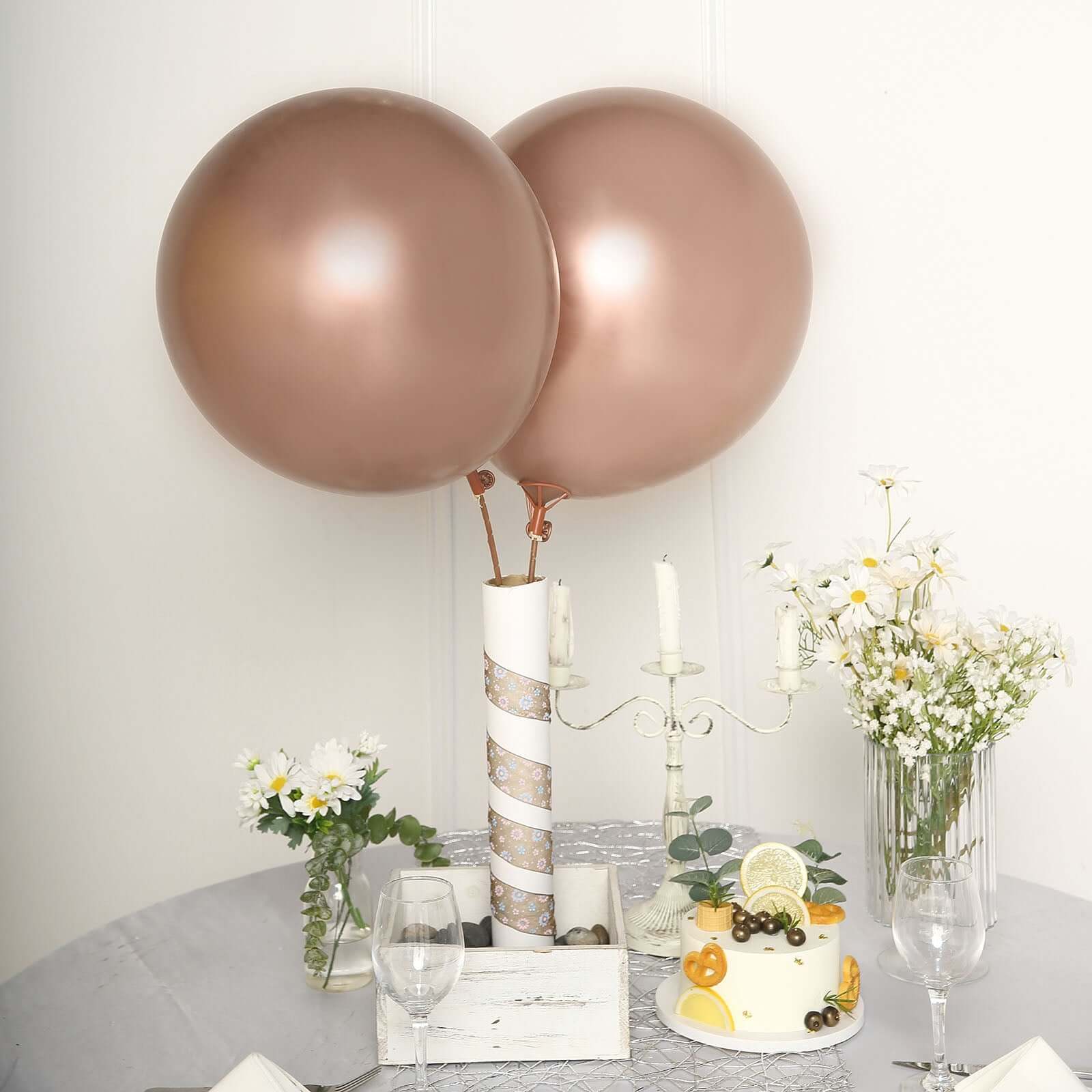 5 Pack 18" Metallic Chrome Rose Gold Latex Helium Air Balloons