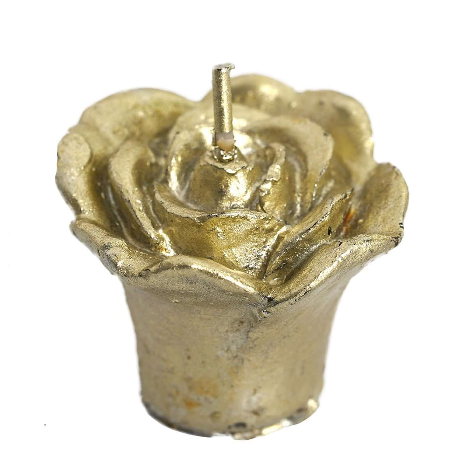 12-Pack Mini Floating Candles Rose Flower Design Gold - Wedding Vase Fillers for Decor 1"