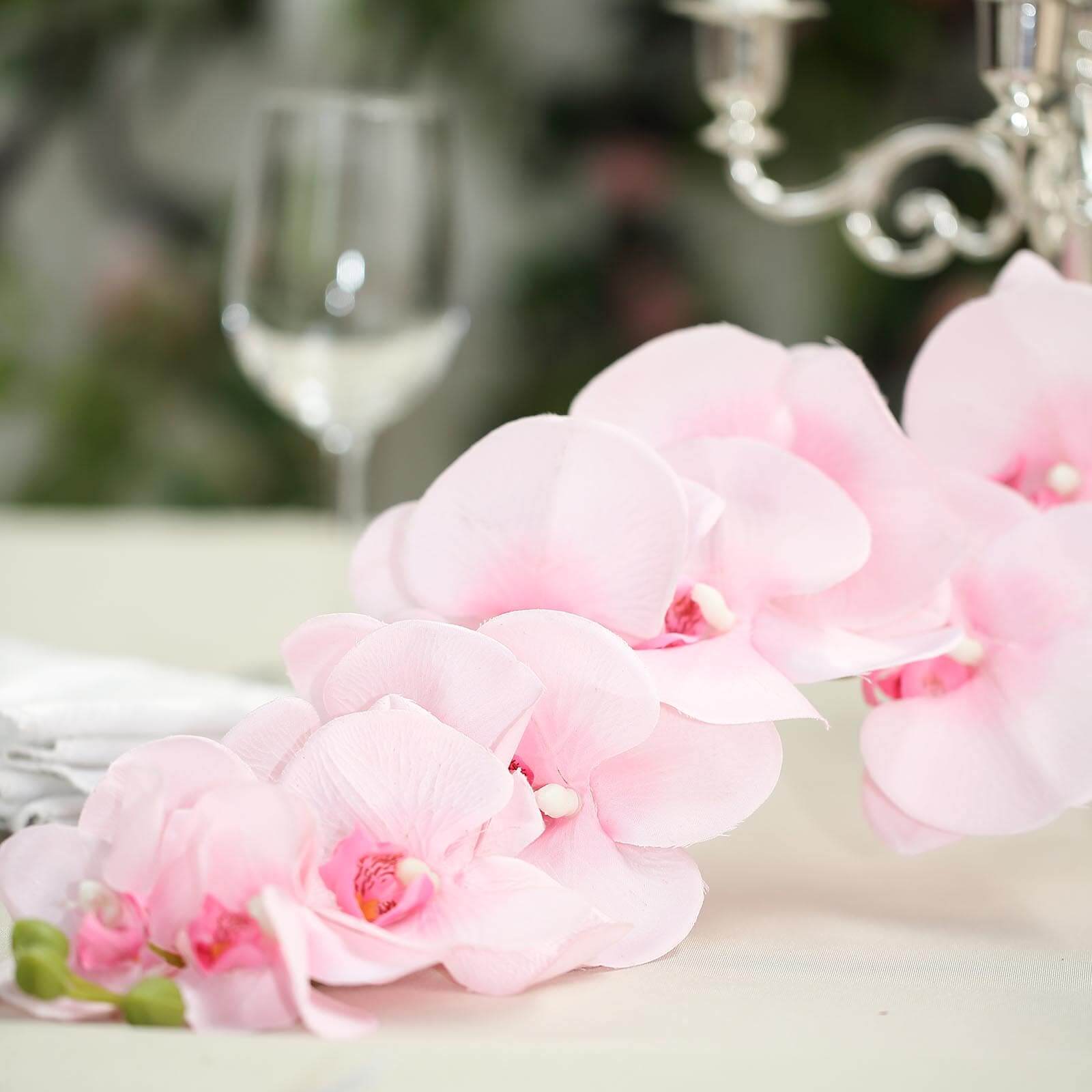 2 Stems 40" Tall Pink Artificial Silk Orchid Flower Bouquets