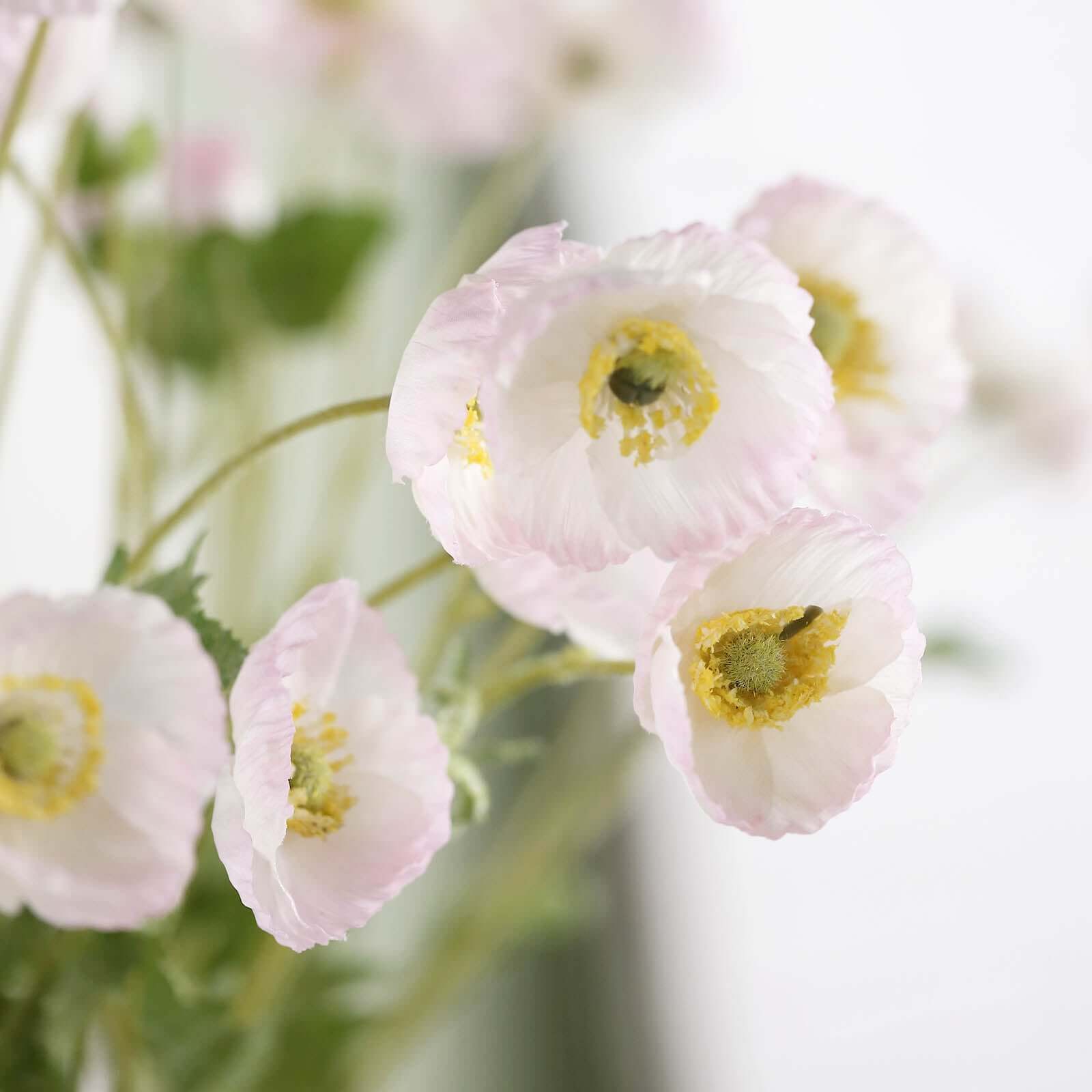 2 Stems 33" Blush Artificial Silk Poppy Flower Bouquet Bushes