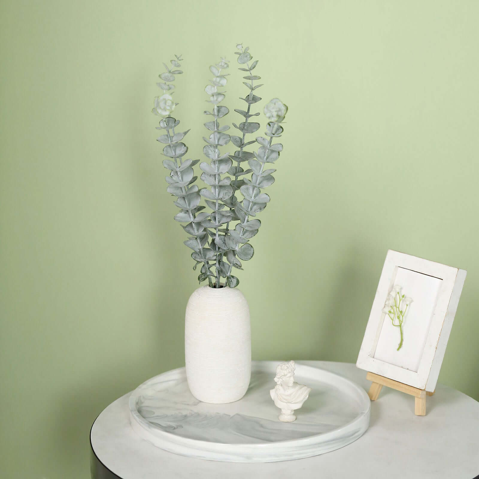 30 Stems 17" Frosted Green Artificial Eucalyptus Sprays, Faux Plants