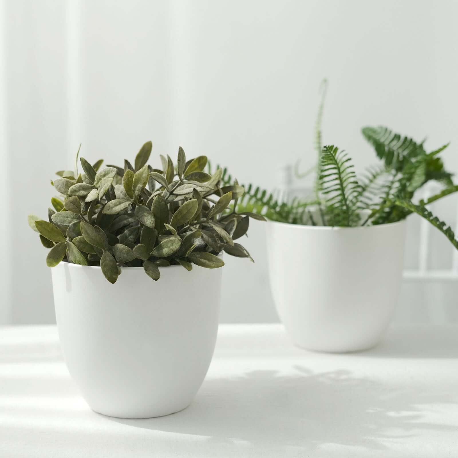 2-Pack Planter Pots Indoor Macrame Holder Design White - Plastic Plant Pots 5.5"